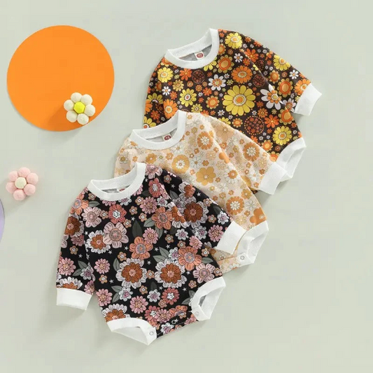 Vintage Floral Baby Girl Romper