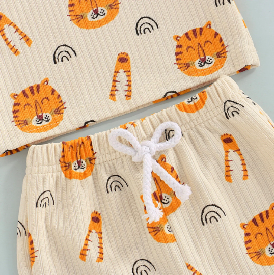 Monkey, Cat, Bear | Animal Print Short Sleeve T-Shirt & Shorts Set