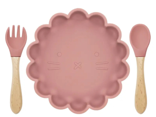 3 Piece Set | Animal Face Dinnerware Silicone Feeding Set