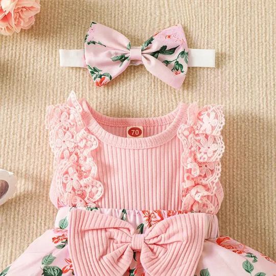 Baby Girl Floral Print Romper Dress
