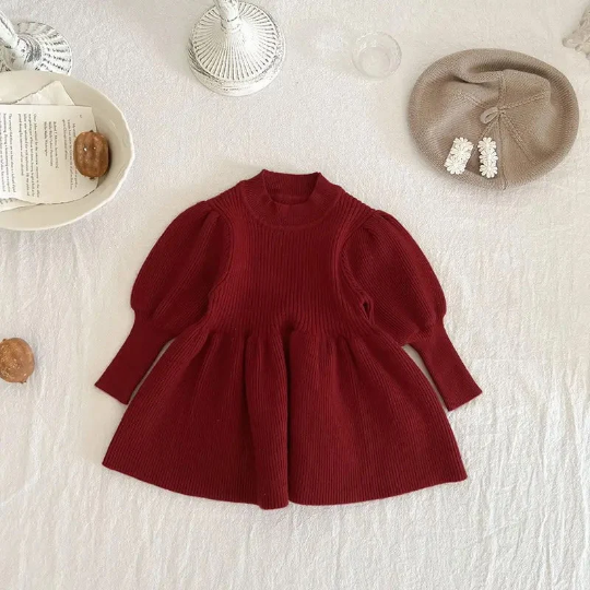 Baby Girl Knee Length Knit Dress