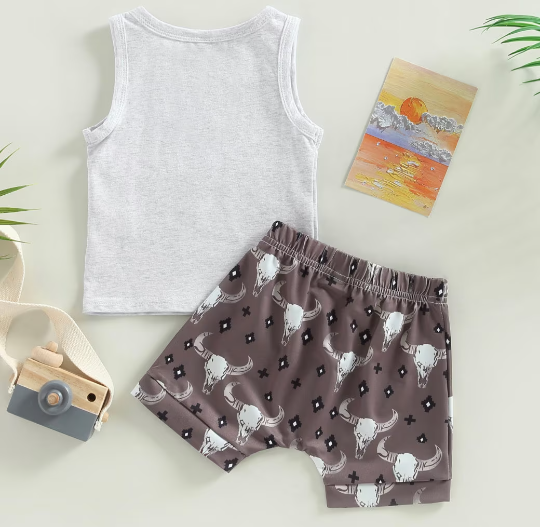 2 Piece Set | Cowboy Baby Outfits | Tank Top & Shorts