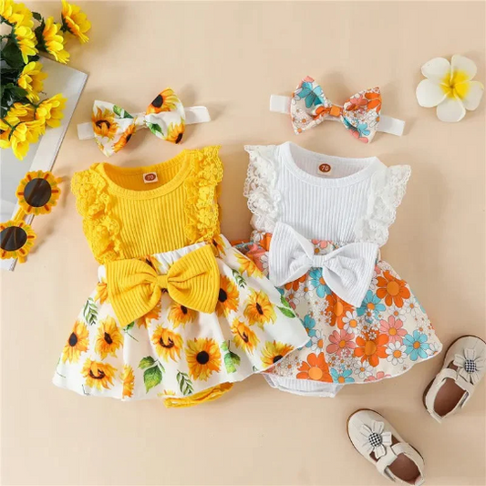 Baby Girl Floral Print Romper Dress